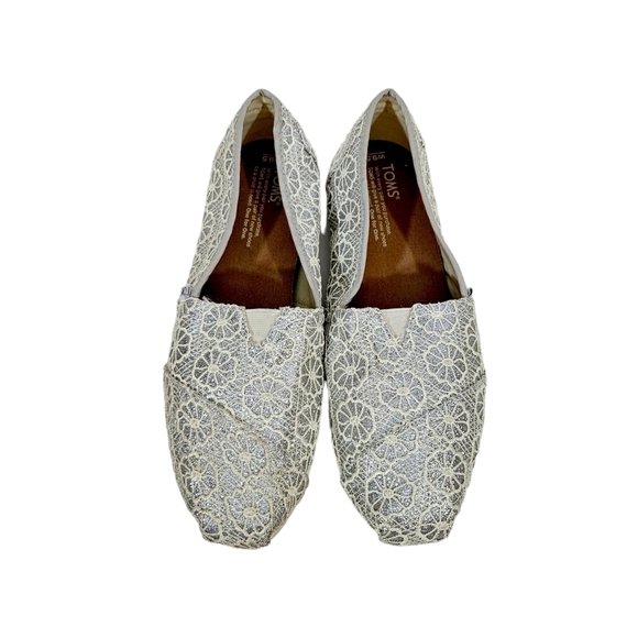 Toms Silver Sparkly Crochet Alpargata Shoes - Picture 4 of 8